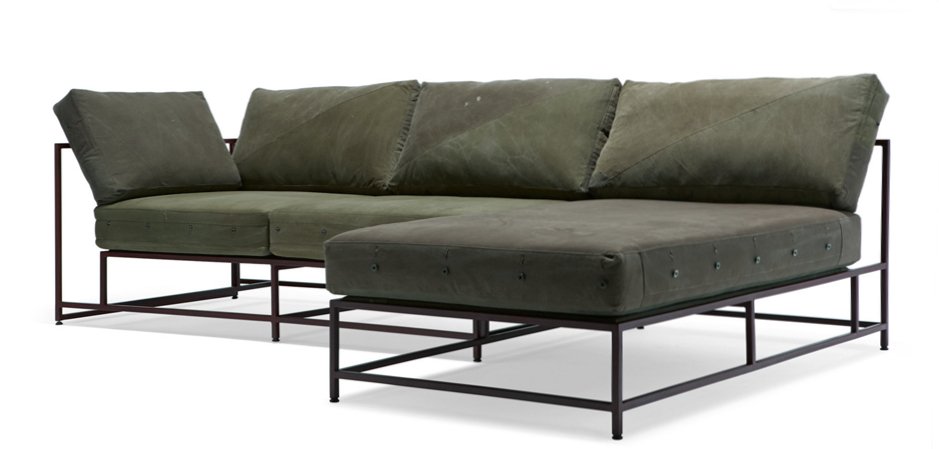Угловой диван Olive Military Fabric Sectional sofa Угловой диван Olive Military Fabric Sectional sofa - Loft-Concept в Перми