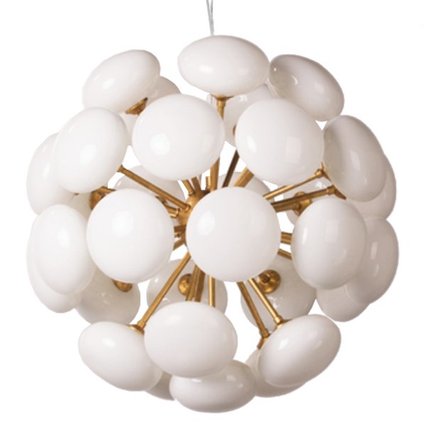 Люстра Mid-Century Sputnik Milk Glass Chandelier Золотой Прозрачный белый в Перми | Loft Concept 