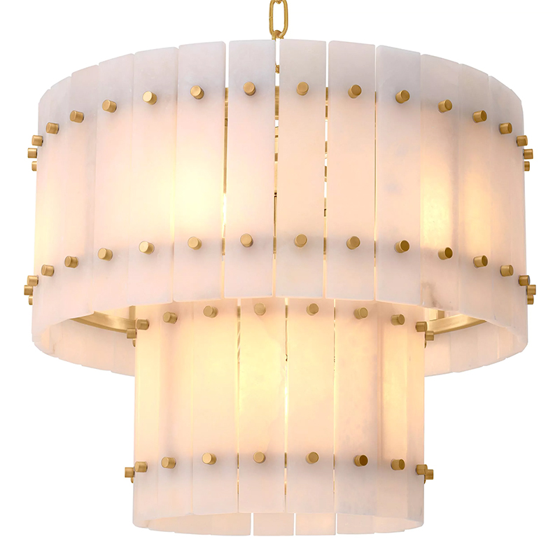 Люстра Eichholtz Chandelier Ruby S Alabaster Латунь Бежевый Белый Мрамор Bianco в Перми | Loft Concept 