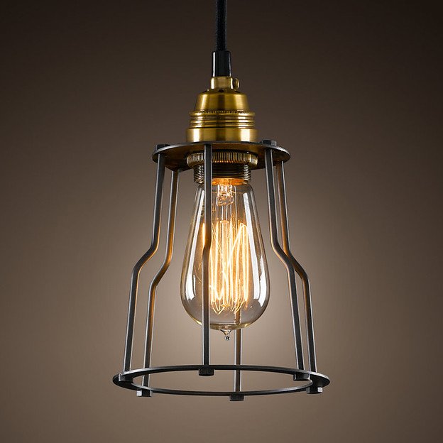 Подвесной светильник Loft Industrial Cage Filament Pendant Бронза Черный в Перми | Loft Concept 