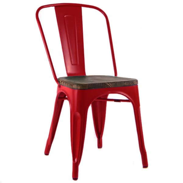 Кухонный стул Tolix Chair Wood Red Красный Красный Коричневый в Перми | Loft Concept 