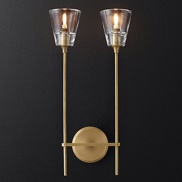 Бра RH Torche De Verre Double wall lamp Латунь в Перми | Loft Concept 