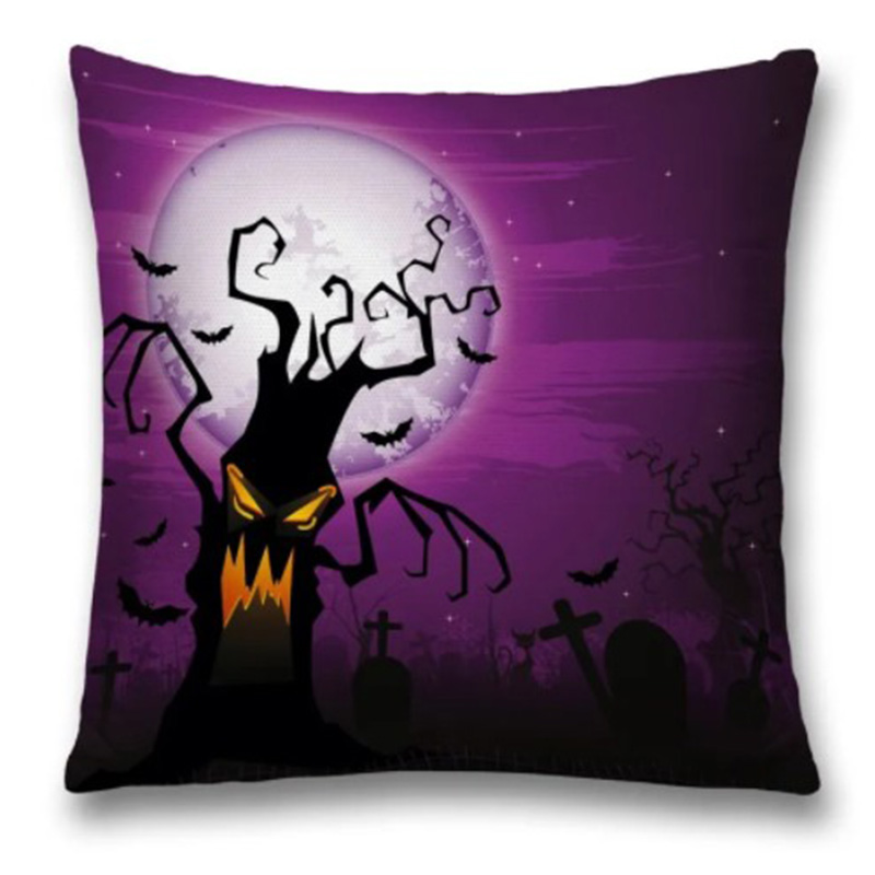 Подушка Halloween Terrible Tree Черный Пурпурно-фиолетовый в Перми | Loft Concept 