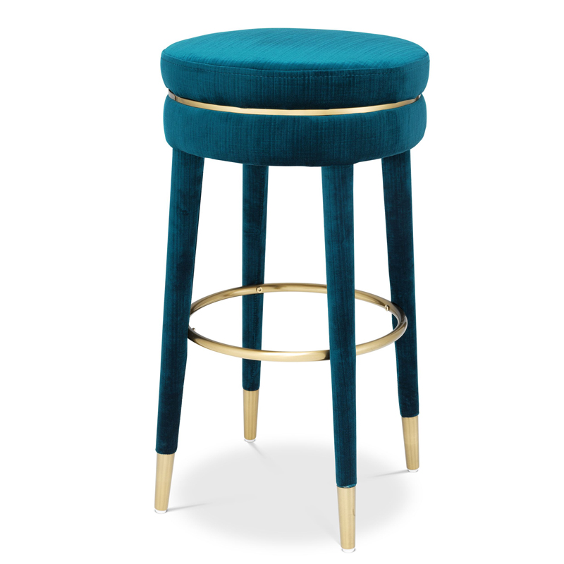 Барный стул Eichholtz Bar Stool Parisian blue Бирюзовый Латунь в Перми | Loft Concept 