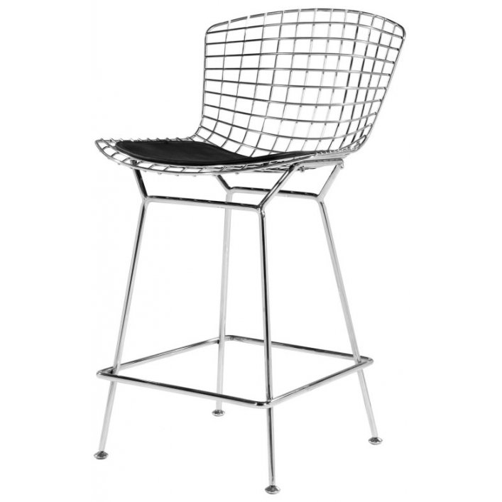 Барный стул Bertoia Barstool Черный Серебряный в Перми | Loft Concept 