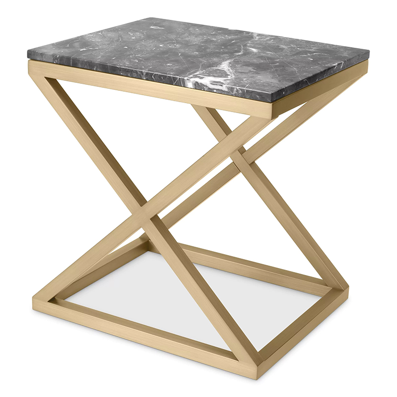 Приставной стол Eichholtz Side Table Criss Cross Латунь Серый в Перми | Loft Concept 