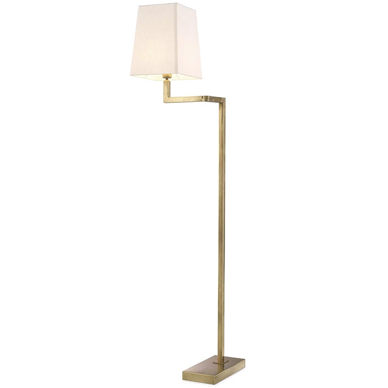 Торшер Eichholtz Floor Lamp Cambell Brass Латунь Винтажная латунь Белый в Перми | Loft Concept 