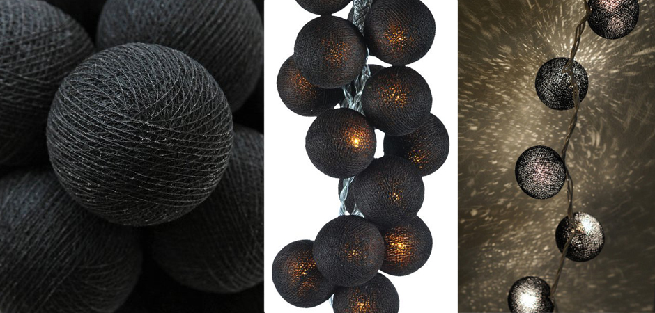 Гирлянда хлопковые фонарики Сotton Ball Ice Black - Loft-Concept в Перми