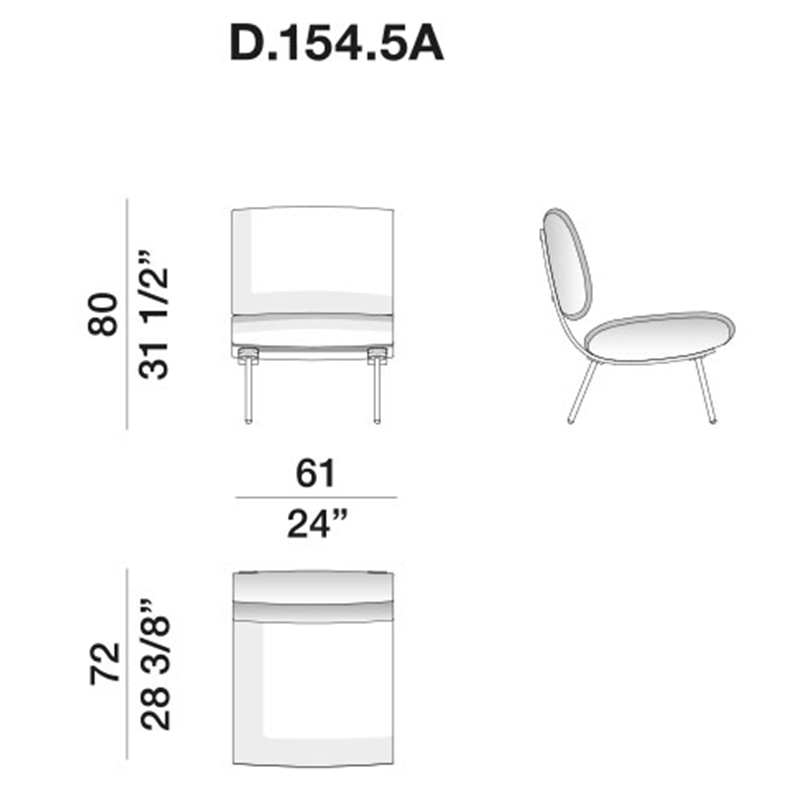 Дизайнерское кресло без подлокотников Gio Ponti ROUND D.154.5 Armchair в Перми