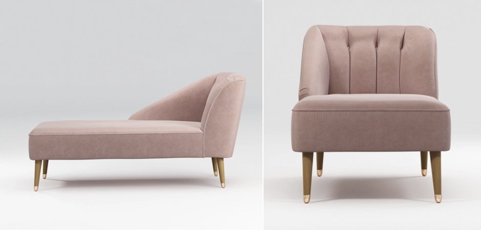 Кушетка Chaise Longue, Pink Cotton Velvet Кушетка Chaise Longue, Pink Cotton Velvet - Loft-Concept в Перми