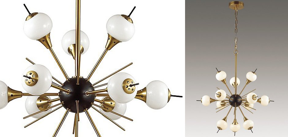 White Glass Globes Sputnik Chandelier White Glass Globes Sputnik Chandelier - Loft-Concept в Перми