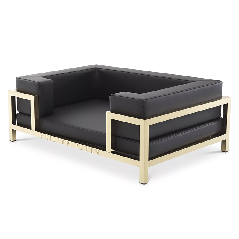 Лежанка для домашних животных Philipp Plein Dogbed High Conic XL Gold Черный Золотой в Перми | Loft Concept 