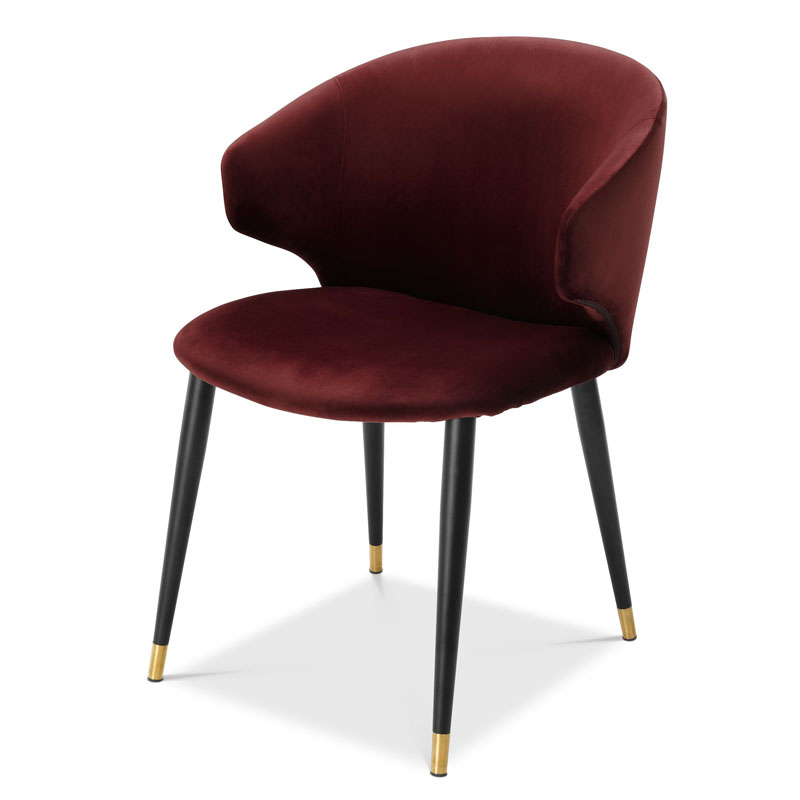 Стул Eichholtz DINING CHAIR VOLANTE burgundy Бургундский красный Черный Золотой в Перми | Loft Concept 