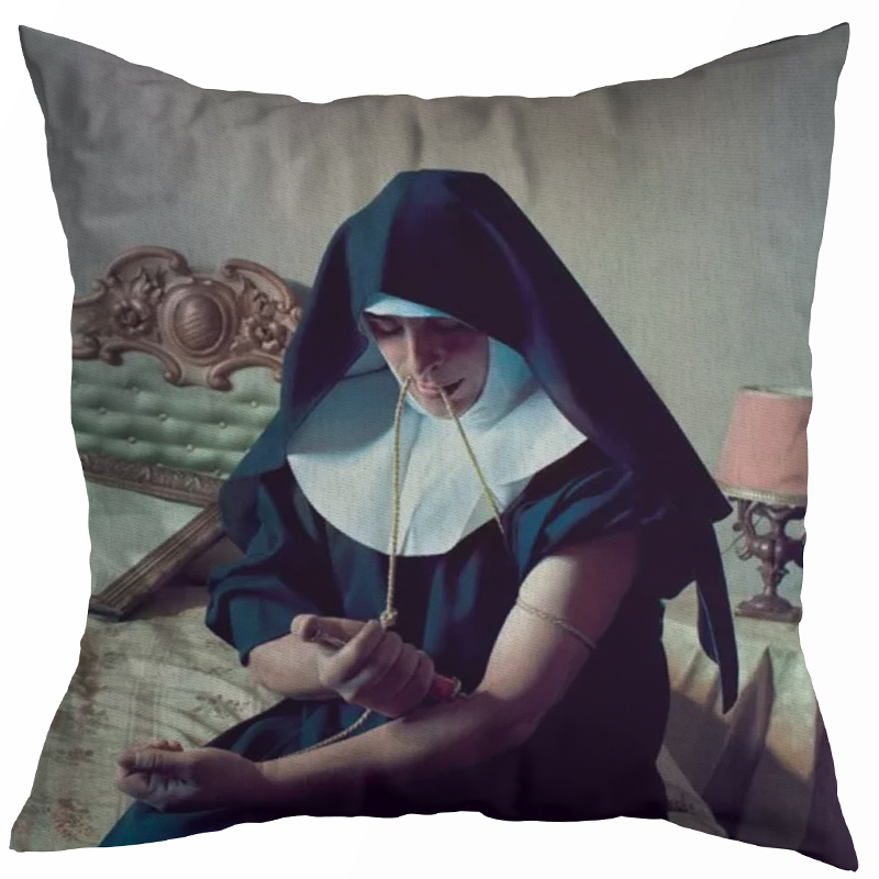 Декоративная подушка Seletti Cushion Nun Бежевый Коричневый Черный Зеленый шалфей в Перми | Loft Concept 