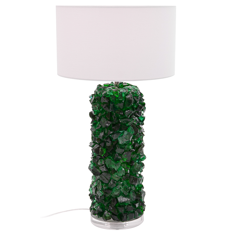 Настольная лампа Enide Green Table Lamp с абажуром Зеленый Белый Прозрачный в Перми | Loft Concept 