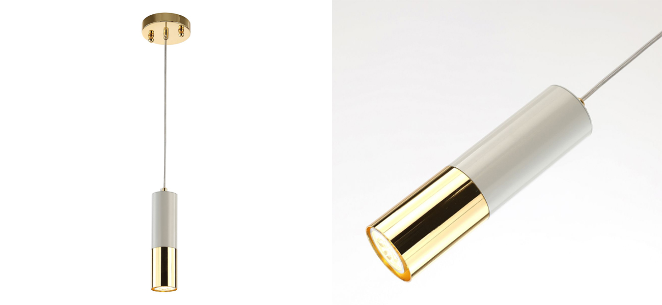 Подвесной светильник с бело-золотым плафоном Delightfull - фото