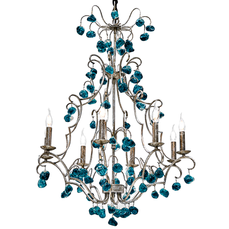 Люстра Crystal Blue Cupertino Chandelier  Бирюзовый в Перми | Loft Concept 