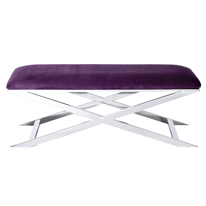 Банкетка Bench Velor Violet Хром Фиолетовый в Перми | Loft Concept 