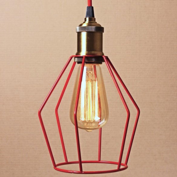 Подвесной светильник Wire Cage Pendant Trew Red Красный в Перми | Loft Concept 