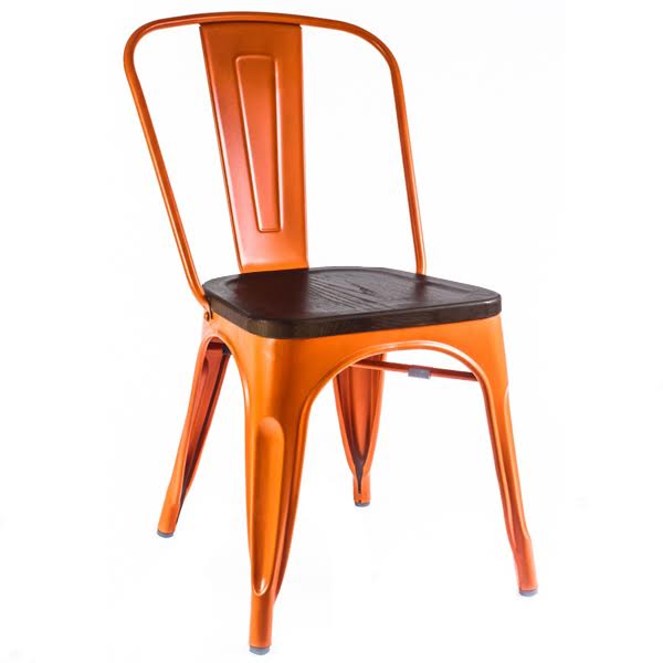 Кухонный стул Tolix Chair Wood Orange Оранжевый Коричневый в Перми | Loft Concept 