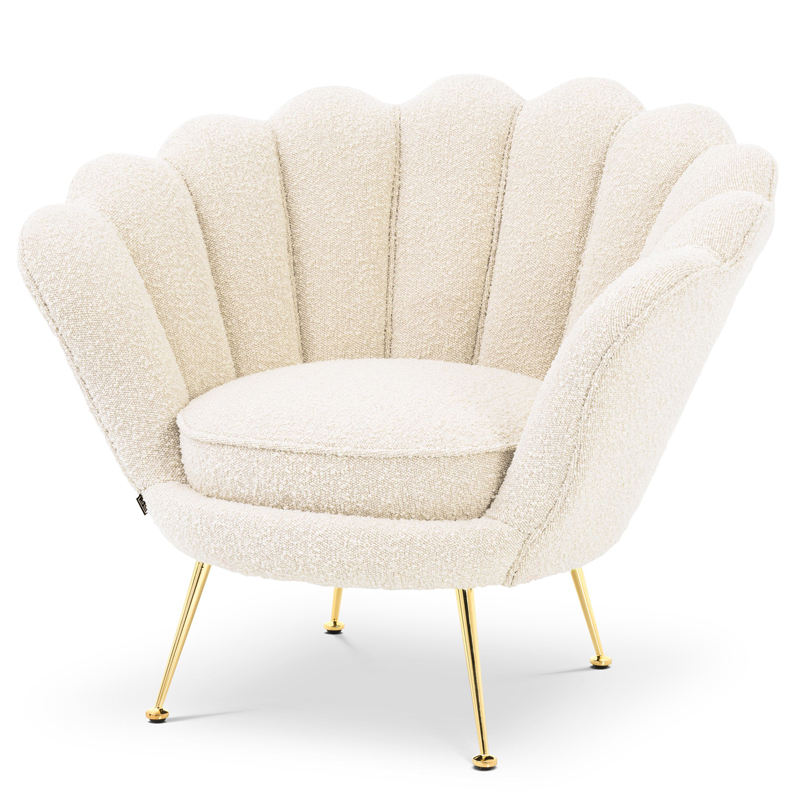 Кресло Eichholtz Chair Trapezium Boucle cream Кремовый Латунь в Перми | Loft Concept 