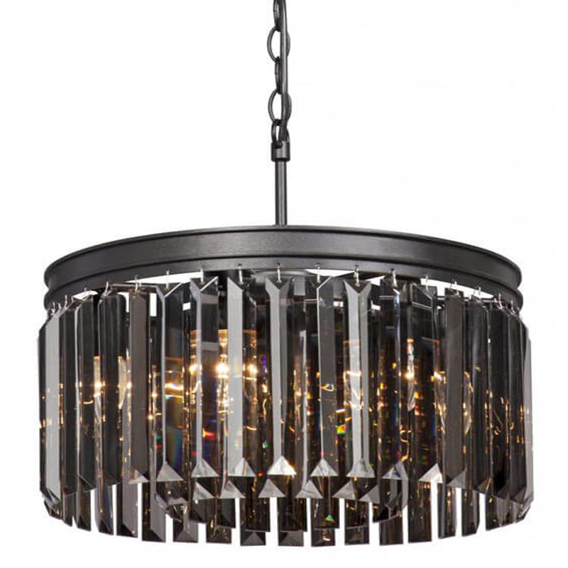 Люстра RH Rhys Smok Glass Prism Round Chandelier 40 Черный матовый в Перми | Loft Concept 