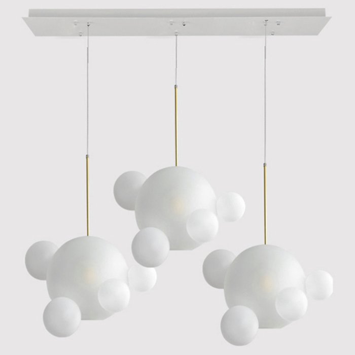 Люстра GIOPATO & COOMBES BOLLE BLS LAMP white glass rectangle Золотой Белый в Перми | Loft Concept 