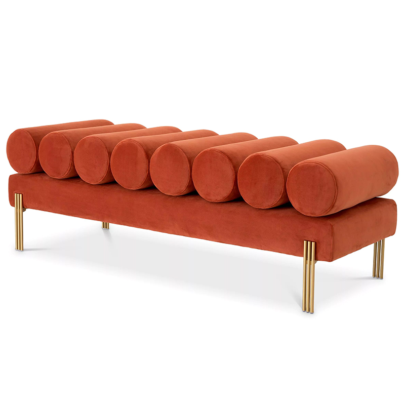 Банкетка Eichholtz Bench Oxley Orange Оранжевый Латунь в Перми | Loft Concept 