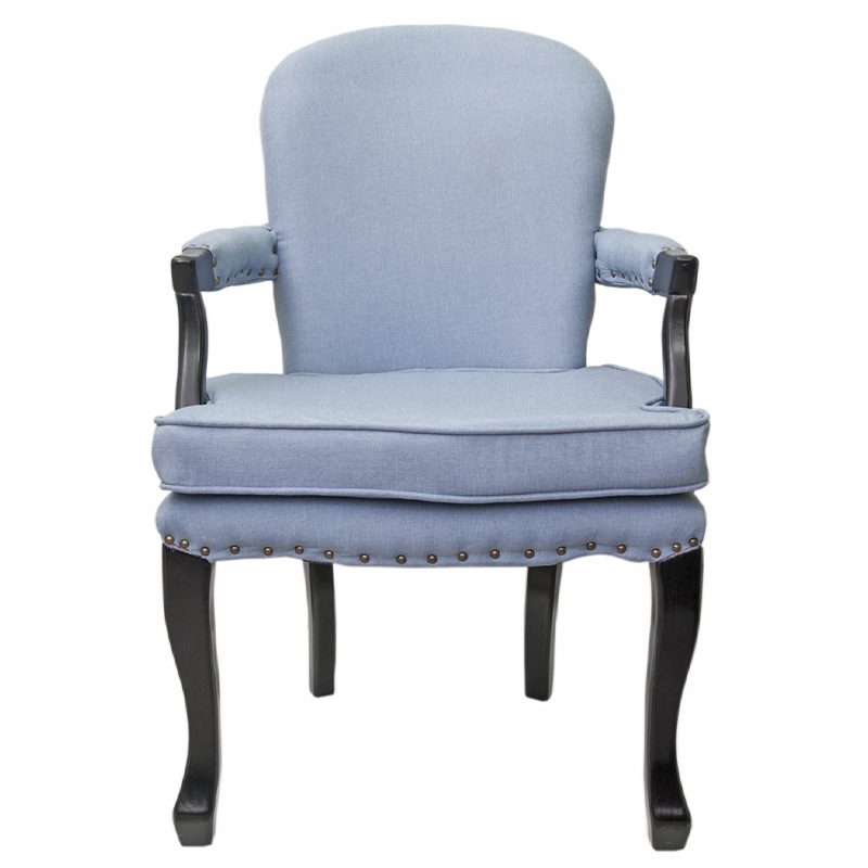 Кресло Aubrey Classical Armchair blue flax Голубой Черный в Перми | Loft Concept 