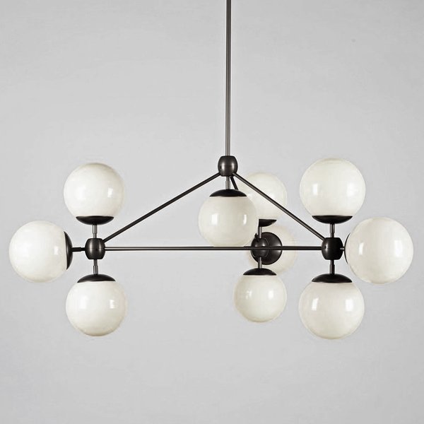 Modo 10 Globes Chandelier Black and White Glass Прозрачный белый Черный в Перми | Loft Concept 