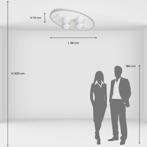 Потолочный светильник овальной формы белого цвета с 7-ю лампами Lunar Pebbles в Перми