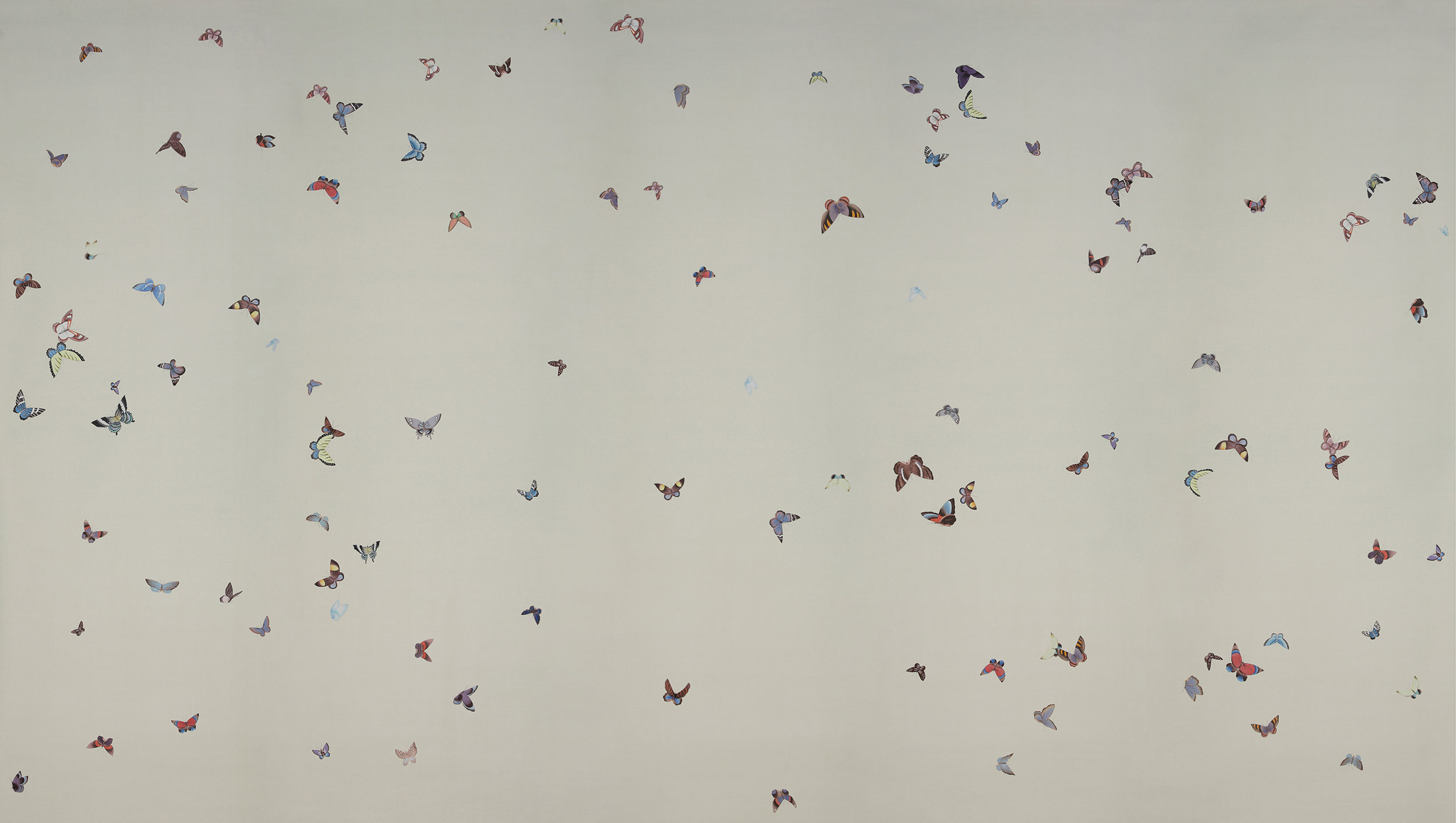 Обои ручная роспись Butterflies Icarus on Rose Shadow metallic silk Обои ручная роспись Butterflies Icarus on Rose Shadow metallic silk - постер Loft-Concept в Перми