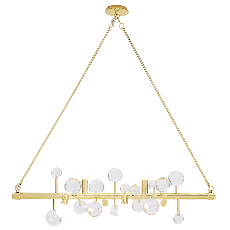 Люстра Jonathan Adler SIX-LIGHT LINEAR CHANDELIER Clear Золотой Прозрачное Стекло Белый в Перми | Loft Concept 