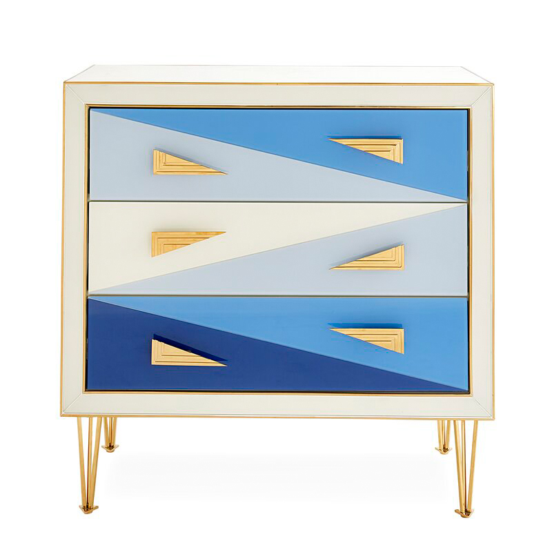 Комод Jonathan Adler Blue-Ivory Harlequin 3 Drawer Chest Мульти в Перми | Loft Concept 