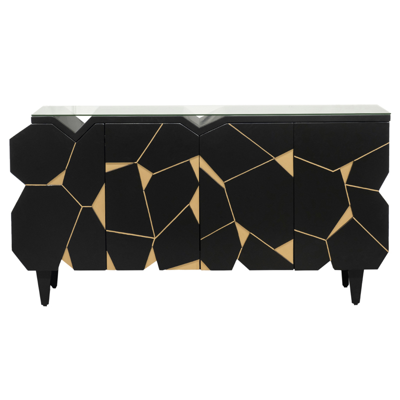 Комод геометрический декор Mosaik Chest of drawers Черный Черный Золотой в Перми | Loft Concept 