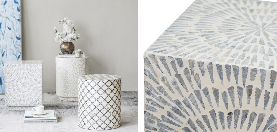 Приставной Стол Bone Inlay из раковин устриц Приставной Стол Bone Inlay из раковин устриц - Loft-Concept в Перми