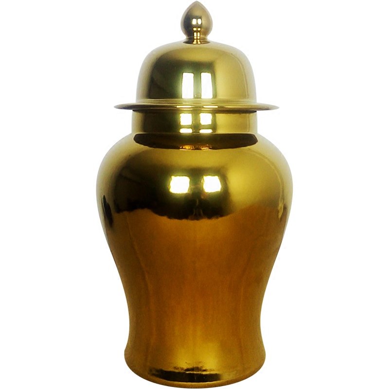 Ваза Gold Ceramic Chinese Jars with Lids Золотой в Перми | Loft Concept 