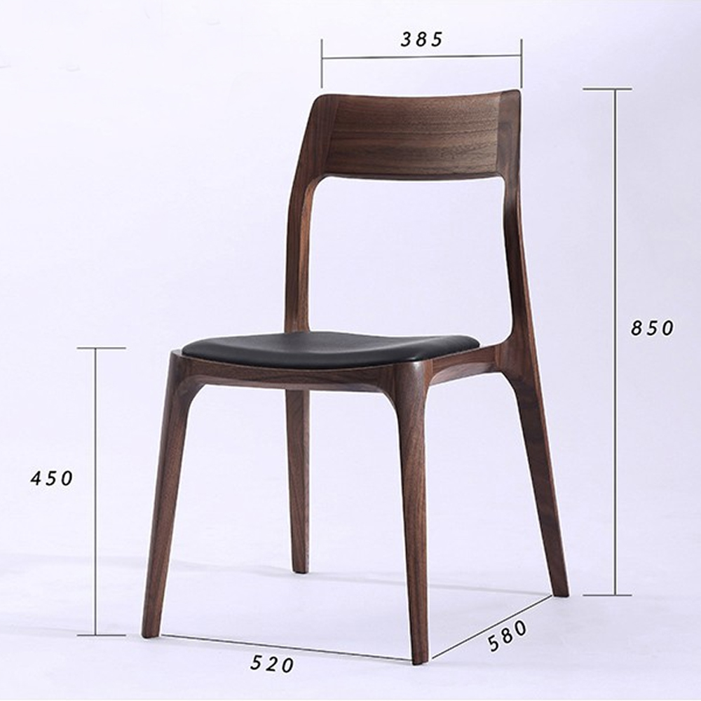 Стул деревянный с мягким сиденьем из черной натуральной кожи Moon Walnut Furniture Стул деревянный с мягким сиденьем из черной натуральной кожи Moon Walnut Furniture в Перми