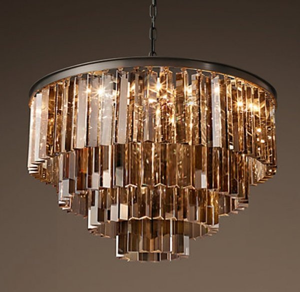 Люстра RH 1920s Odeon Smoke Glass Fringe Chandelier -60 Черный в Перми | Loft Concept 