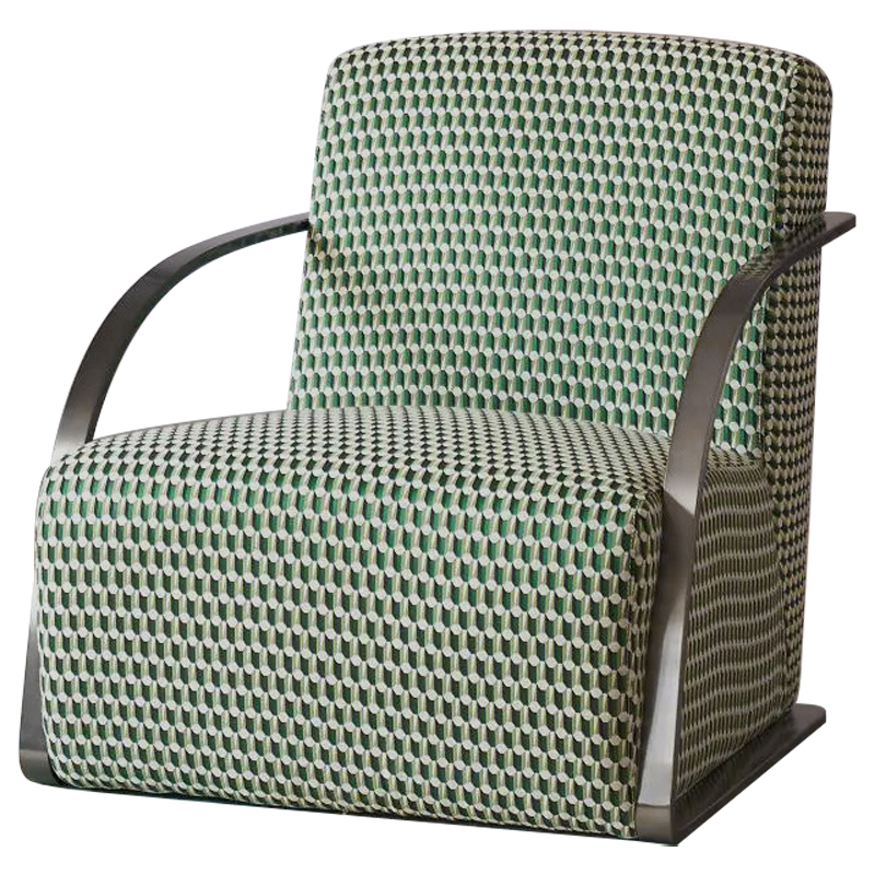 Кресло Esme Green Pattern Armchair Зеленый Темный хром в Перми | Loft Concept 