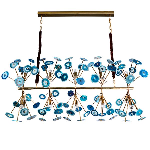 Люстра Agate Burst Chandelier Blue Line Золотой Синий в Перми | Loft Concept 