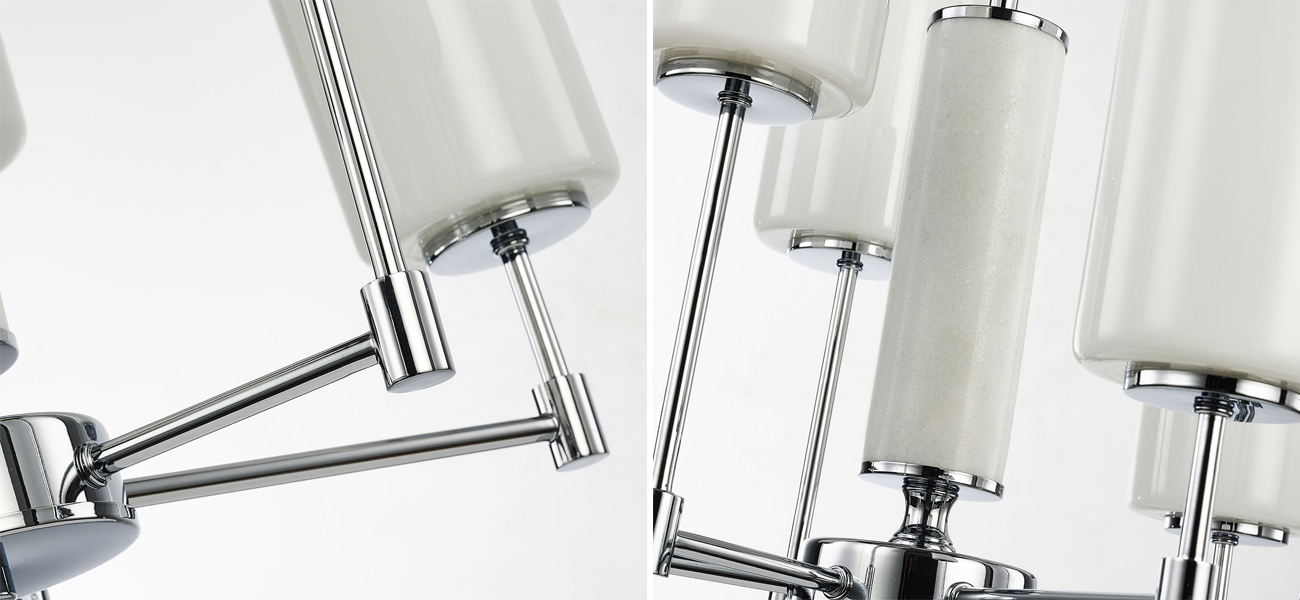 Люстра цвета хром с белыми матовыми плафонами Hovering D56 см - фото №1