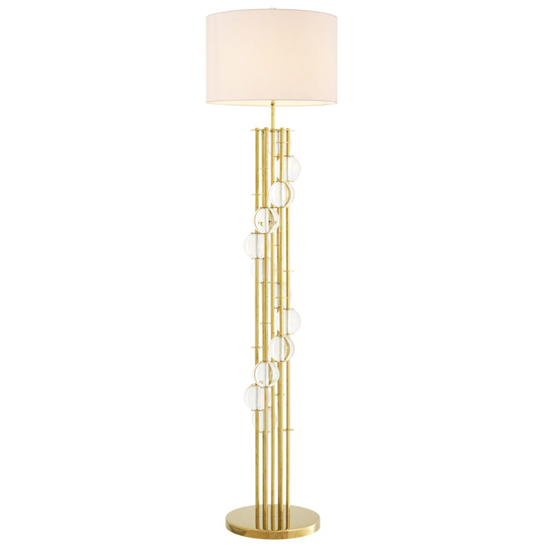 Торшер Eichholtz Floor Lamp Lorenzo Gold & white Глянцевое золото Белый Прозрачный в Перми | Loft Concept 