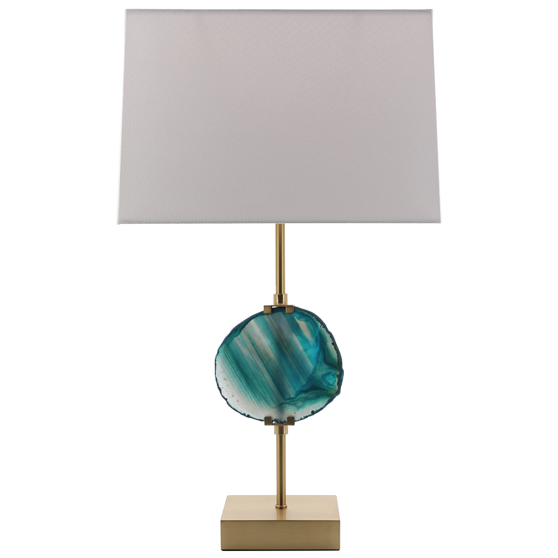 Настольная лампа Blue Agate Design Table Lamp Латунь Синий Бирюзовый Белый в Перми | Loft Concept 