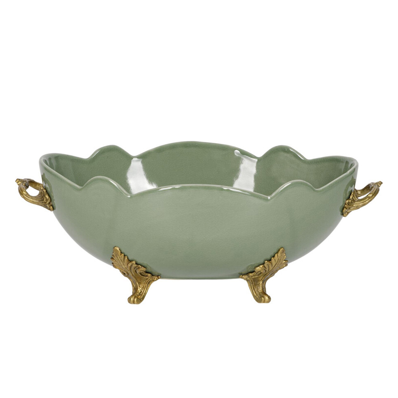 Чаша зеленого цвета из фарфора с волнообразным краем Eden Garden porcelain and bronze Зеленый Бронза Чаша зеленого цвета из фарфора с волнообразным краем Eden Garden porcelain and bronze Зеленый Бронза в Перми | Loft Concept