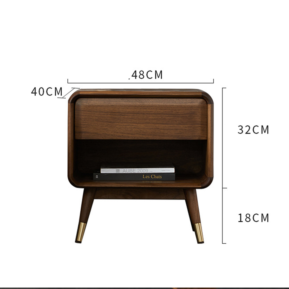 Прикроватная деревянная тумба с ящиком и нишей для хранения Moon Walnut Furniture Прикроватная деревянная тумба с ящиком и нишей для хранения Moon Walnut Furniture в Перми