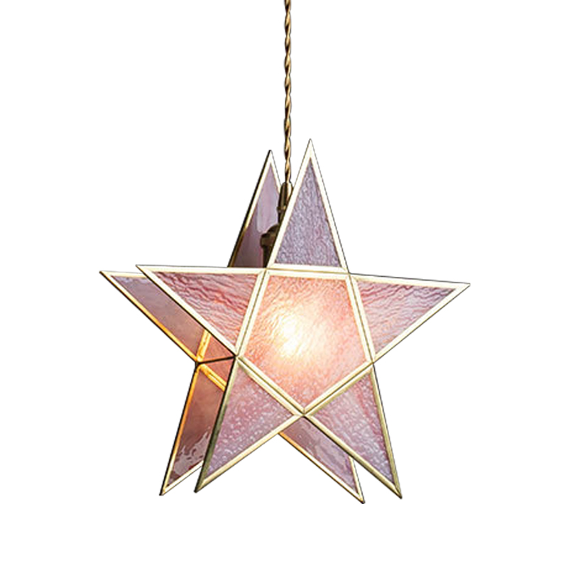 Подвесной светильник Star Pink Glass Hanging Light Розовый Латунь в Перми | Loft Concept 