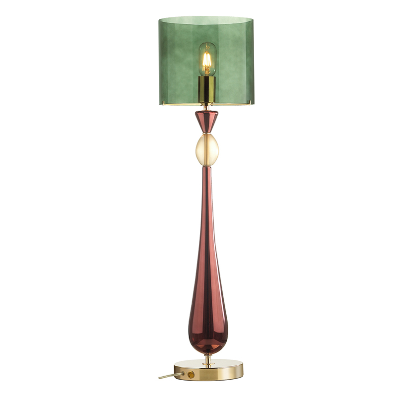 Настольная лампа Roser Green Burgundy Table Lamp Бургундский красный Золотой Зеленый в Перми | Loft Concept 