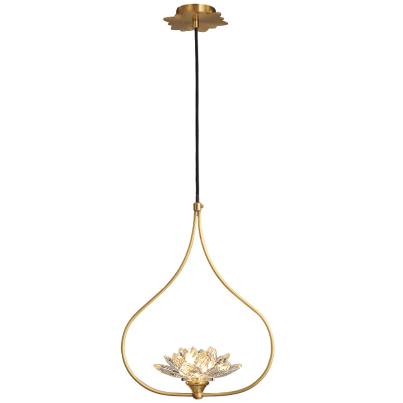 Хрустальный светильник Цветок Лотоса Lotus flower Clear Glass pendant lamp A Латунь Прозрачное Стекло в Перми | Loft Concept 