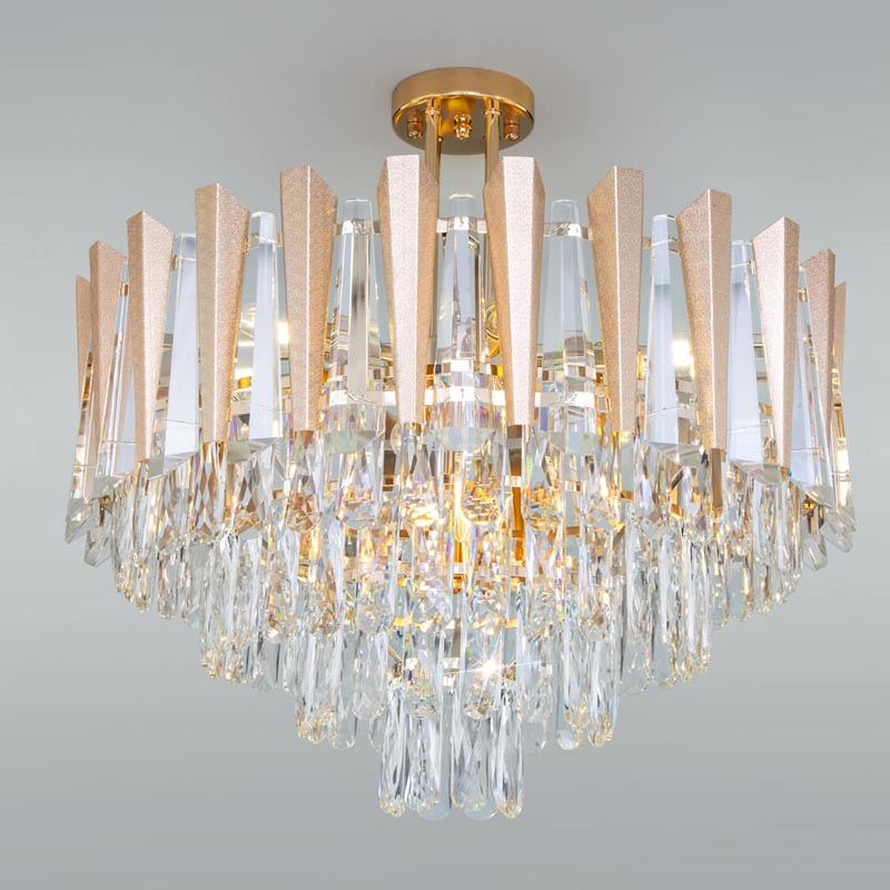 Потолочная люстра Crystal Edge Chandelier Прозрачный (Transparent) Золотой в Перми | Loft Concept 